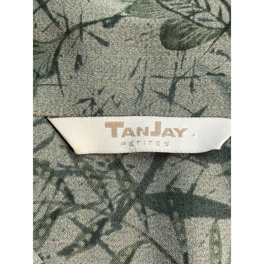 TanJay Casual button down Short Sleeve blouse size 12 P Olive Green VTG - Picture 3 of 9